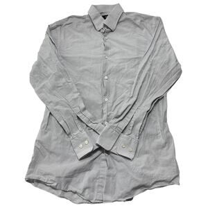 HUGO BOSS Mens Dress Shirt Size 15.5 Purple White Mini Checkered 100% Cotton